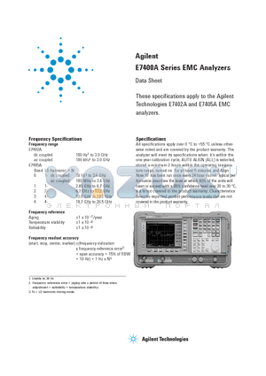 E7405A datasheet - EMC Analyzers