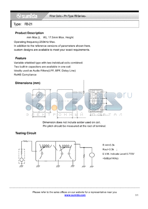 FB-21 datasheet - Filter Coils