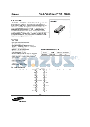 KS58006N datasheet - TONE/PULSE DIALER WITH REDIAL