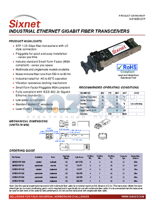 GXFIBER-SFP datasheet - INDUSTRIAL ETHERNET GIGABIT FIBER TRANSCEIVERS