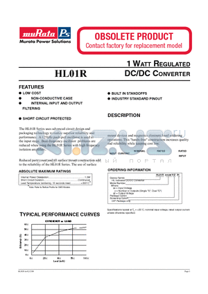 HL01R datasheet - 1 WATT REGULATED DC/DC CONVERTER