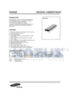 KS58555B datasheet - UNIVERSAL 15 MEMORY DIALER