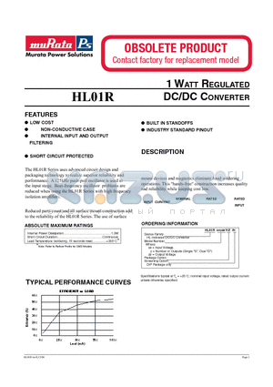 HL01R12D05 datasheet - 1 WATT REGULATED DC/DC CONVERTER