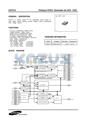 KS7214 datasheet - Timing & SYNC. Generator for B/W CCD