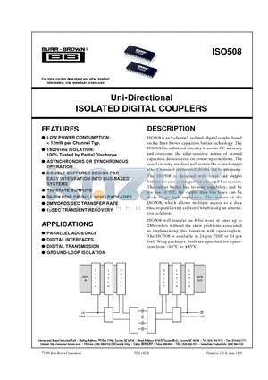 ISO508P datasheet - Uni-Directional ISOLATED DIGITAL COUPLERS