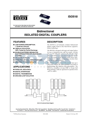 ISO518 datasheet - Bidirectional ISOLATED DIGITAL COUPLERS