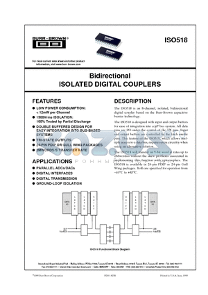 ISO518P datasheet - Bidirectional ISOLATED DIGITAL COUPLERS