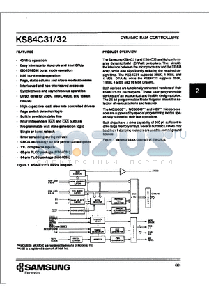 KS84C32-25CL datasheet - DYNAMIC RAM CONTROLLERS