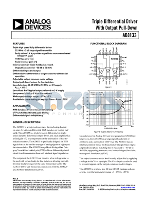 AD8133 datasheet - Triple Differential Driver With Output Pull-Down