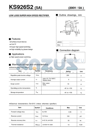 KS926S2_07 datasheet - LOW LOSS SUPER HIGH SPEED RECTIFIER