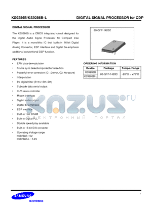 KS9286B-L datasheet - DIGITAL SIGNAL PROCESSOR for CDP