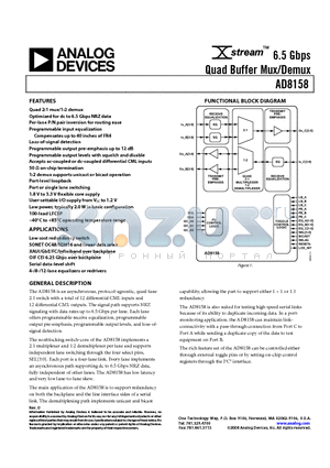 AD8158ACPZ datasheet - 6.5 Gbps Quad Buffer Mux/Demux