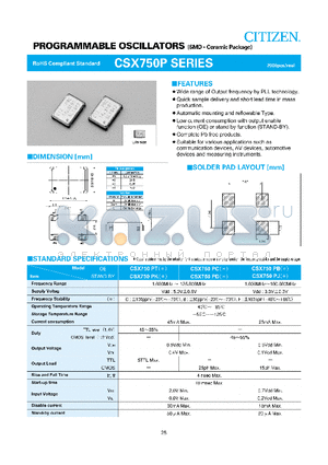 CSX750P datasheet - PROGRAMMABLE OSCILLATORS