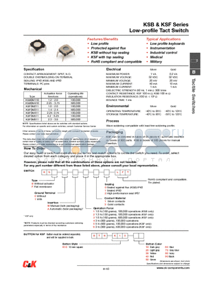 KSA0M911 datasheet - Low-profile Tact Switch