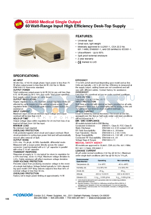 GXM60-12A01 datasheet - 60 Watt-Range Input High Efficiency Desk-Top Supply