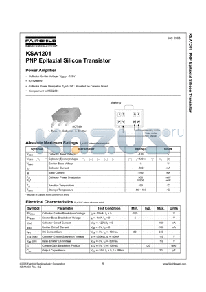 KSA1201_05 datasheet - PNP Epitaxial Silicon Transistor