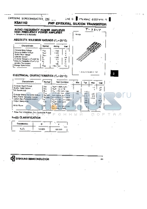 KSA1142 datasheet - PNP (AUDIO FREQUENCY POWER AMPLIFIER)