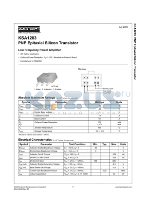 KSA1203 datasheet - PNP Epitaxial Silicon Transistor