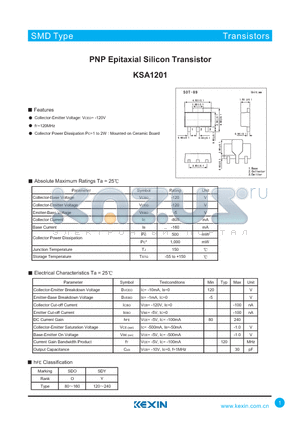 KSA1201 datasheet - PNP Epitaxial Silicon Transistor