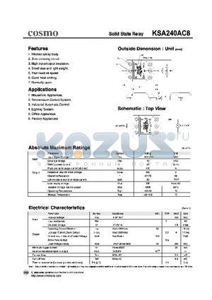 KSA240AC8 datasheet - Solid State Relay