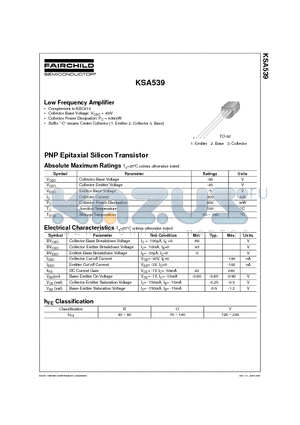 KSA539O datasheet - Low Frequency Amplifier