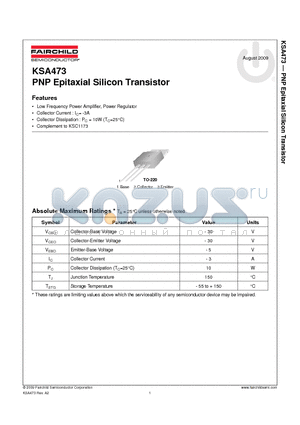 KSA473_09 datasheet - PNP Epitaxial Silicon Transistor