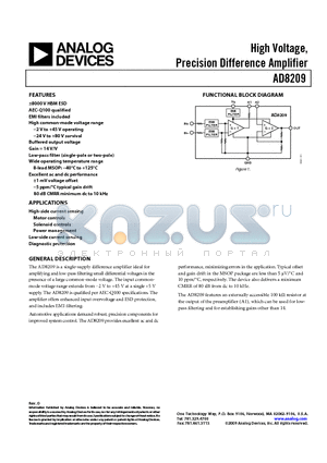 AD8209WBRMZ-RL datasheet - High Voltage, Precision Difference Amplifier