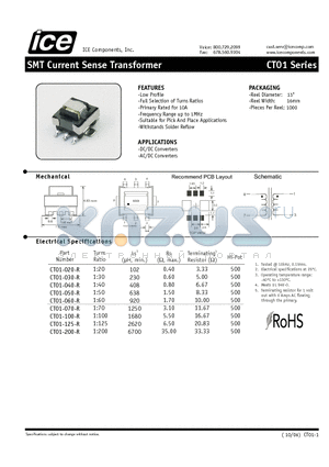 CT01-020-R datasheet - SMT Current Sense Transformer