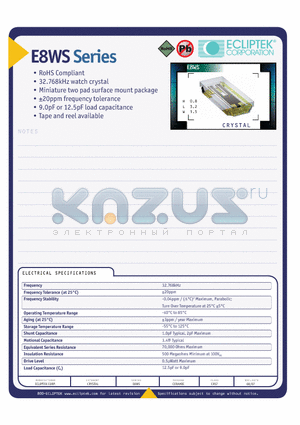 E8WSDC09-32.768K datasheet - CRYSTAL