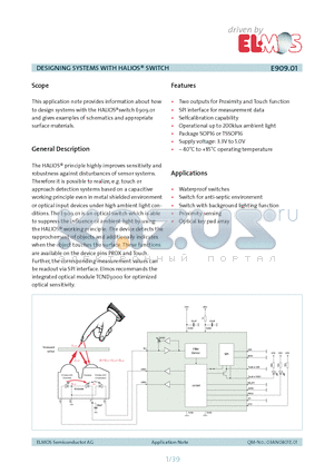 E909.01 datasheet - DESIGNING SYSTEMS WITH HALIOS^ SWITCH