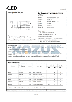 E914 datasheet - 2 x 3mm RECTANGULAR SOLID LAMPS