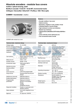 GXMMW.0508PA2 datasheet - Absolute encoders - modular bus covers