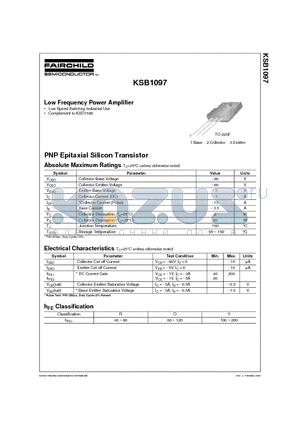 KSB1097 datasheet - Low Frequency Power Amplifier