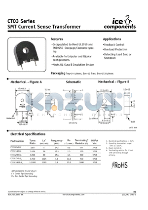 CT03-050-B datasheet - SMT Current Sense Transformer