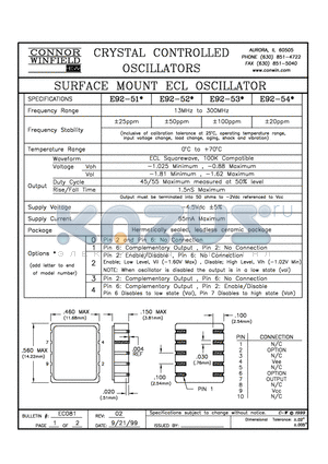 E92-512 datasheet - SURFACE MOUNT ECL OSCILLATOR