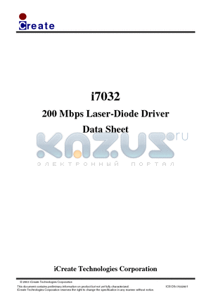 I7032 datasheet - 200 Mbps Laser-Diode Driver
