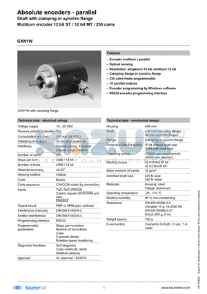GXN1W.A104101 datasheet - Absolute encoders - parallel