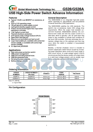 G528 datasheet - USB High-Side Power Switch Advance Information