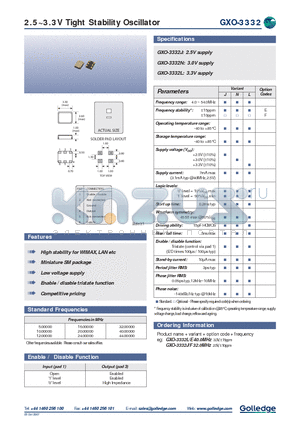 GXO-3332 datasheet - 2.5~3.3V Tight Stability Oscillator