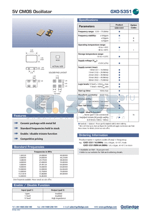 GXO-5351 datasheet - 5V CMOS Oscillator