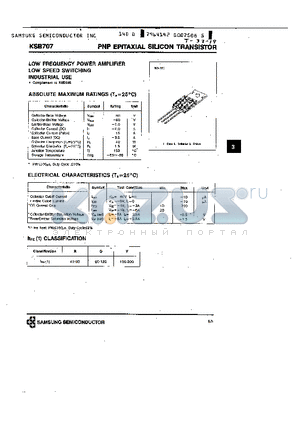 KSB707 datasheet - PNP (LOW FREQUENCY POWER AMPLIFIER)