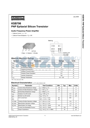KSB798 datasheet - PNP Epitaxial Silicon Transistor