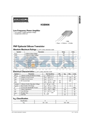 KSB906 datasheet - Low Frequency Power Amplifier