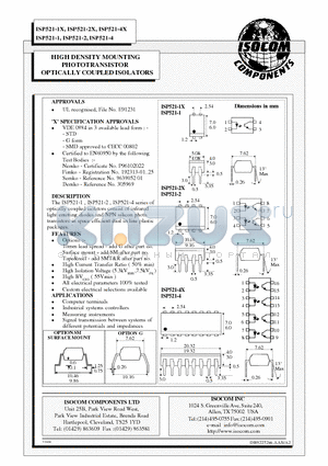 ISP521-1 datasheet - HIGH DENSITY MOUNTING PHOTOTRANSISTOR OPTICALLY COUPLED ISOLATORS