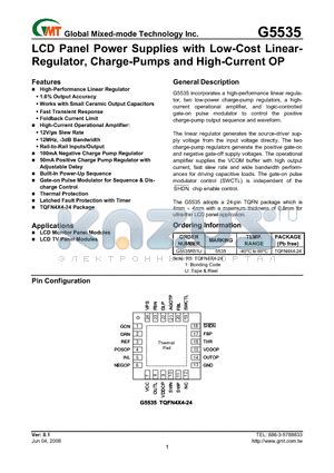 G5535 datasheet - Charge-Pumps and High-Current OP
