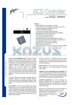 ISP4010 datasheet - iSCSI Controller