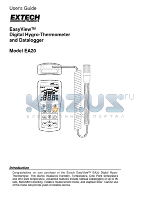 EA20 datasheet - Digital Hygro-Thermometer and Datalogger