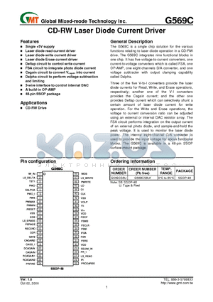 G569C datasheet - CD-RW Laser Diode Current Driver