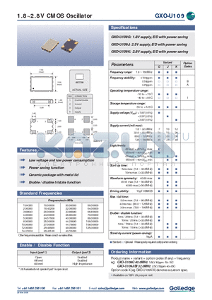 GXO-U109 datasheet - 1.8~2.8V CMOS Oscillator
