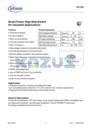 ISP752R datasheet - Smart Power High-Side-Switch for Industrial Applications
